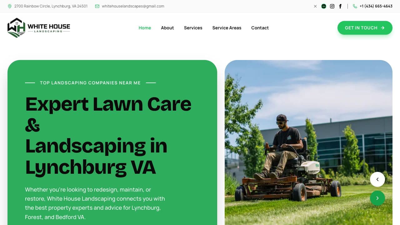 Screenshot of White House Landscaping website optimized for local search